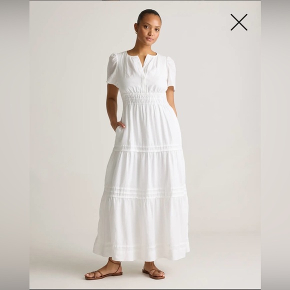 NWT quince white 100% european linen tiered maxi dress sz XS - Picture 9 of 15